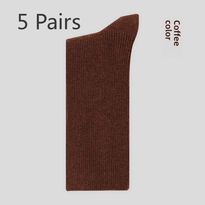 5 Pairs of Wool Socks Women's Winter Mid-tube Socks Double Needle Pile Socks Boneless Women's Winter Warm Stockings