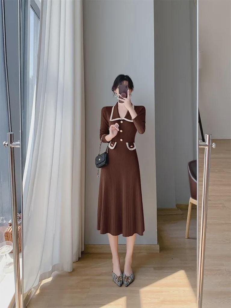 Qianjin Xiaoxiang Style Knitted Sweater Dress - 2023 Autumn/Winter Collection