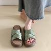 Plateau-Slipper Damen Sommer Außen Tragen Neue Runde Zehen Offene Zehen Kreuzriemen Lässig Rutschfest Strand Flip-Flops