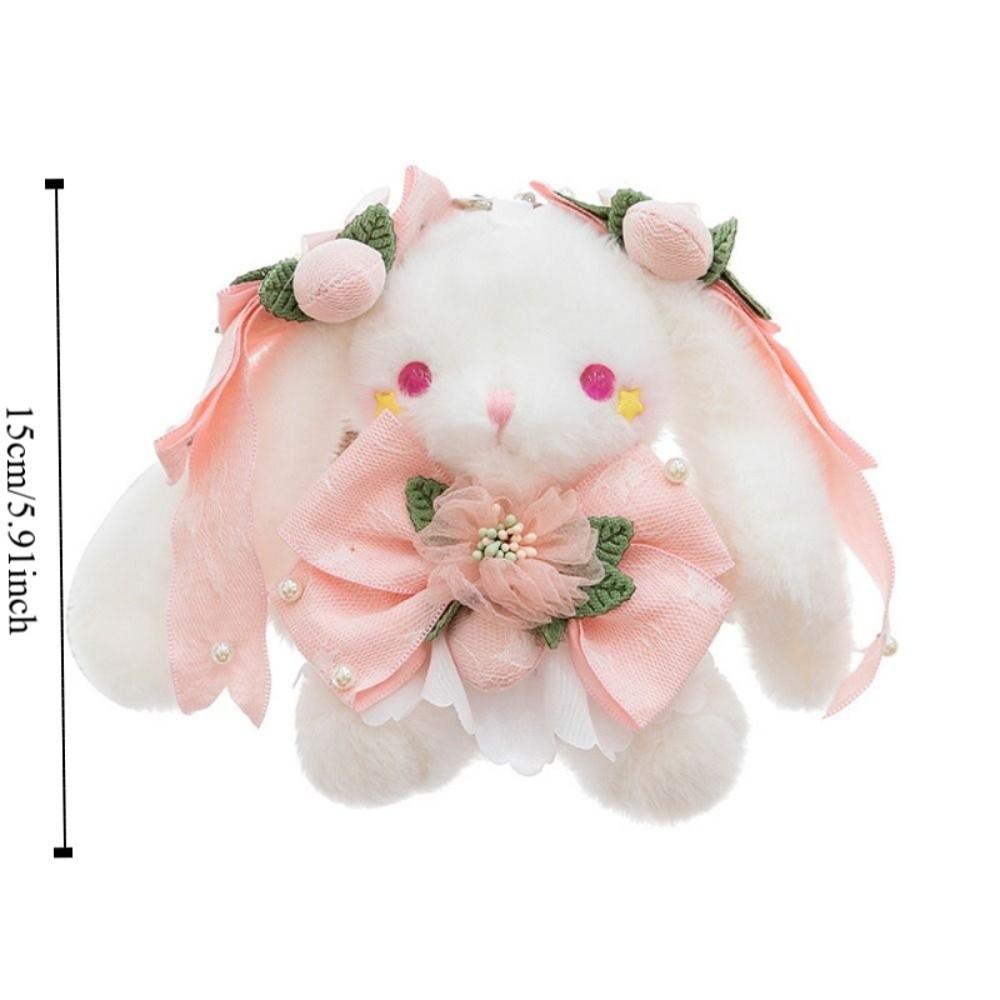 Cartoon Plush Rabbit Keychain Princess Pearl Dress Drooping Ear Rabbit Pendant  Girl's Toy