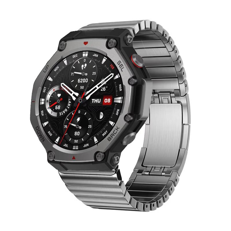 Luxusní kovový náramek pro chytré hodinky Amazfit T-Rex 3 Rychloupínací řemínek z nerezové oceli pro hodinky Huami Amazfit T rex 3 Pásek Correa