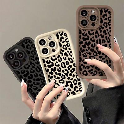 Schwarze Handyhülle mit Leopardenmuster für iPhone 16 Plus 15 14 13 12 11 Pro Max X XR XS Max 7 8 Plus SE 2022, weiche, stoßfeste Silikon-TPU-Telefonrückseite