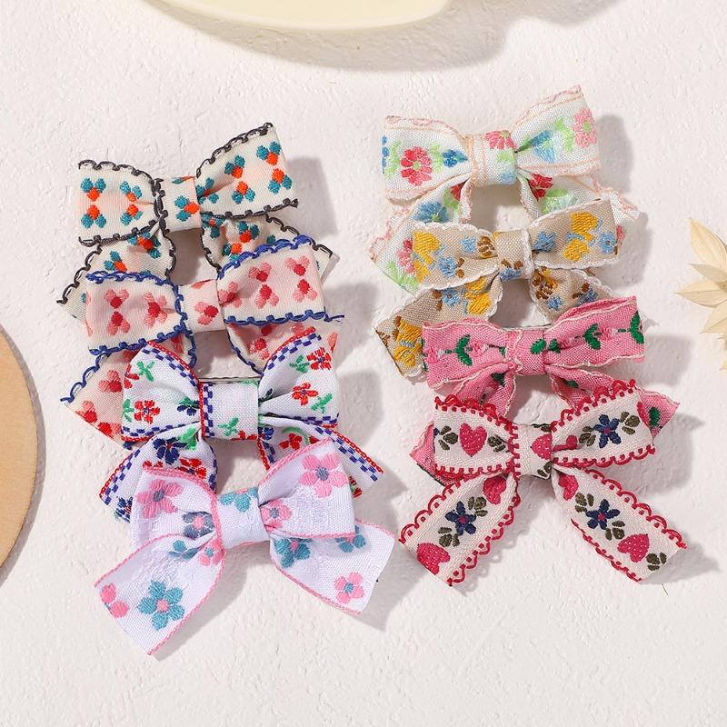 3pcs Handmade Floral Bow Hair Clip Set, Korean Girls' Side Clip, Children's Cute Fabric Hair Clip Hair Accessories for Women