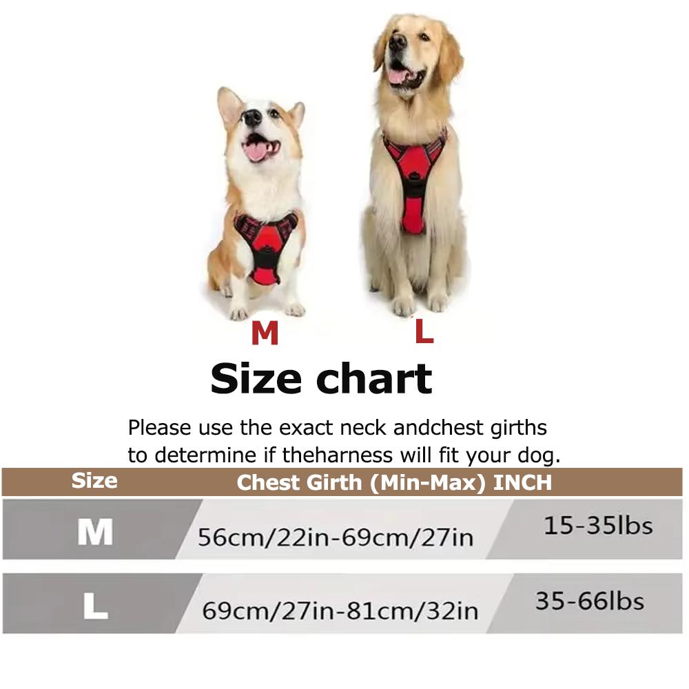 Dog Harness with 2 Leash Clips Adjustable Soft Padded Reflective Oxford Pet Vest with Easy Control Handle for Medium Large Dogs