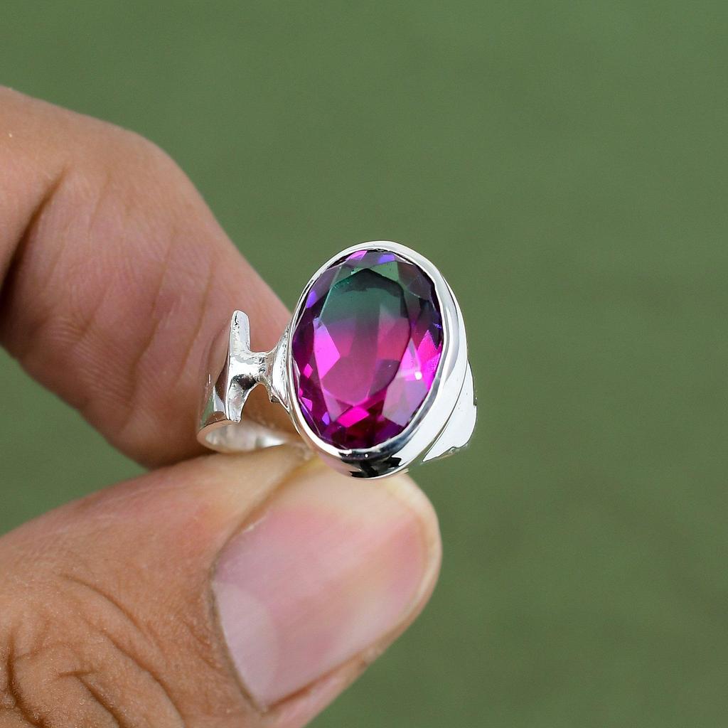 Faceted Multi Tourmaline Ring 925 Sterling Silver Ring Unique Design Jewelry Real Gemstone Handmade Ring Gift For Him Available In Ring Size