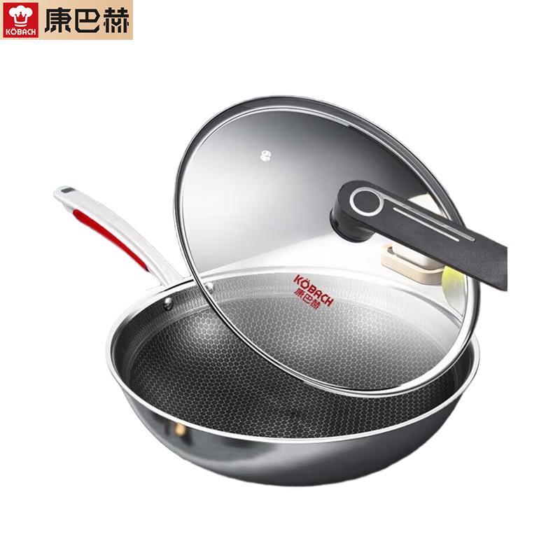 KOBACH 304 Stainless Steel Honeycomb Non-stick Wok