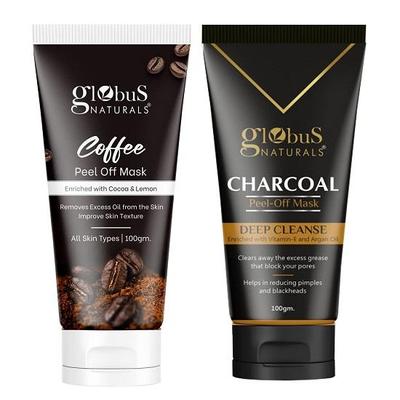 Globus Naturals – Aufhellende und ölkontrollierende Peel-Off-Maske für Männer, Kombipackung, 200 g