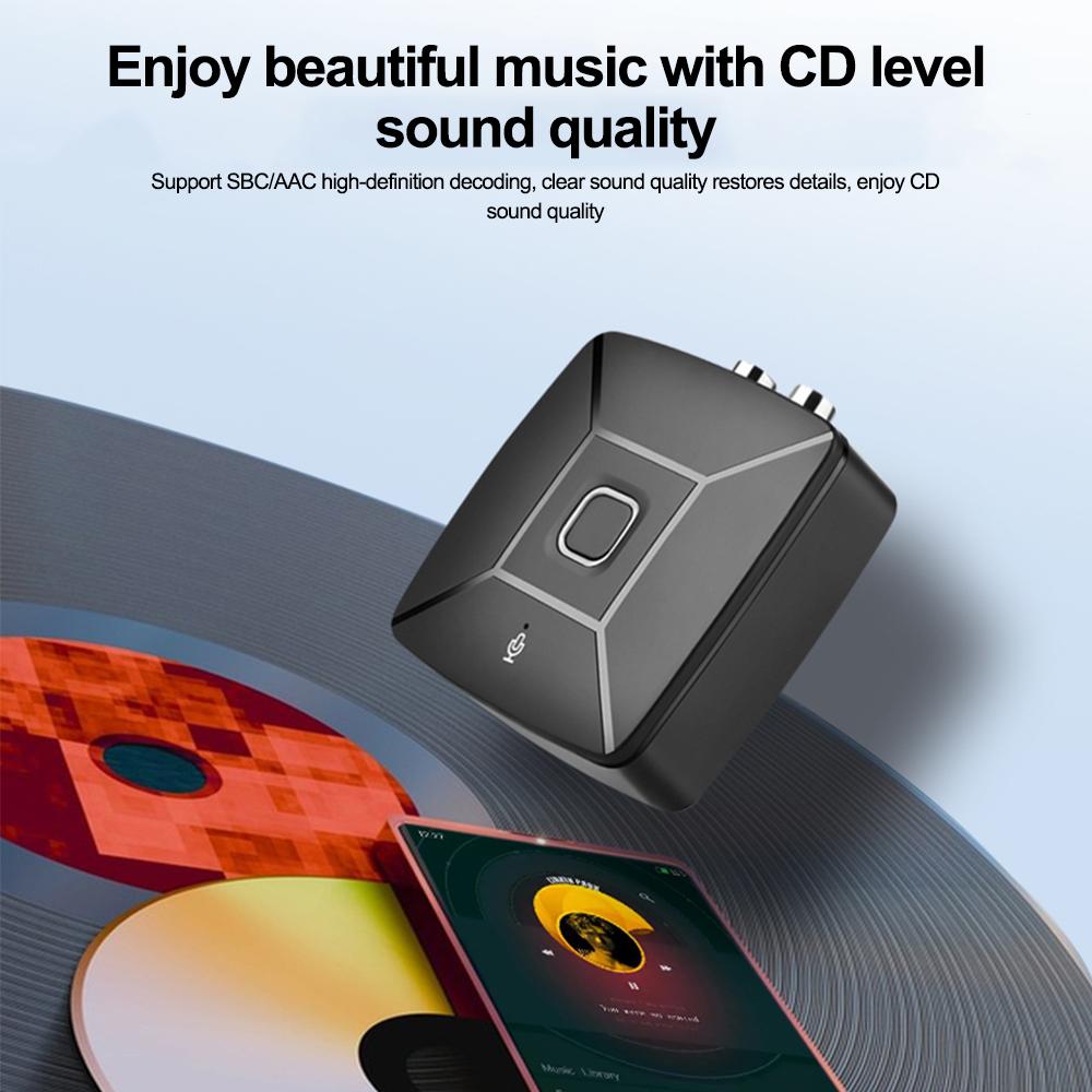 Bluetooth 6.0 Audio Receiver Wireless Stereo Music Hi-Fi 3.5mm Jack 2RCA Adapter Receivers with Mic for Car Speaker PC