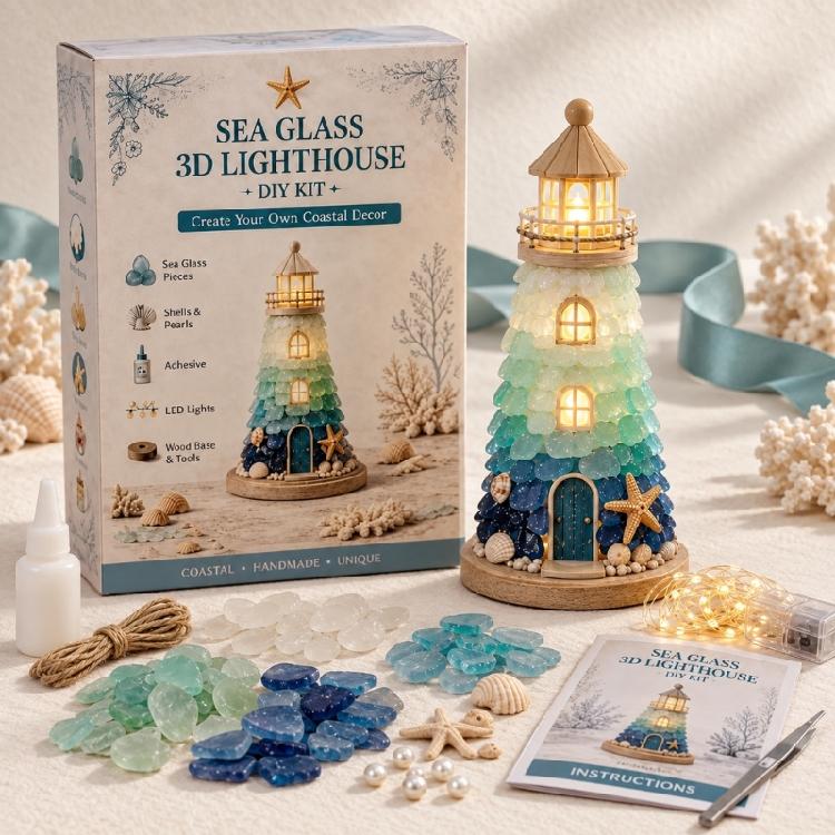 Standing Lighthouse Craft Set with Plastic Parts for Indoor Decoration, Handcrafts Assembly, and Handmade Gifting