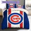 Chicago Cubs Pattern Bedding Quilt Set  Home Decoration  Gift (1 * Duvet Cover + 2 * Pillowcase  Without Core)