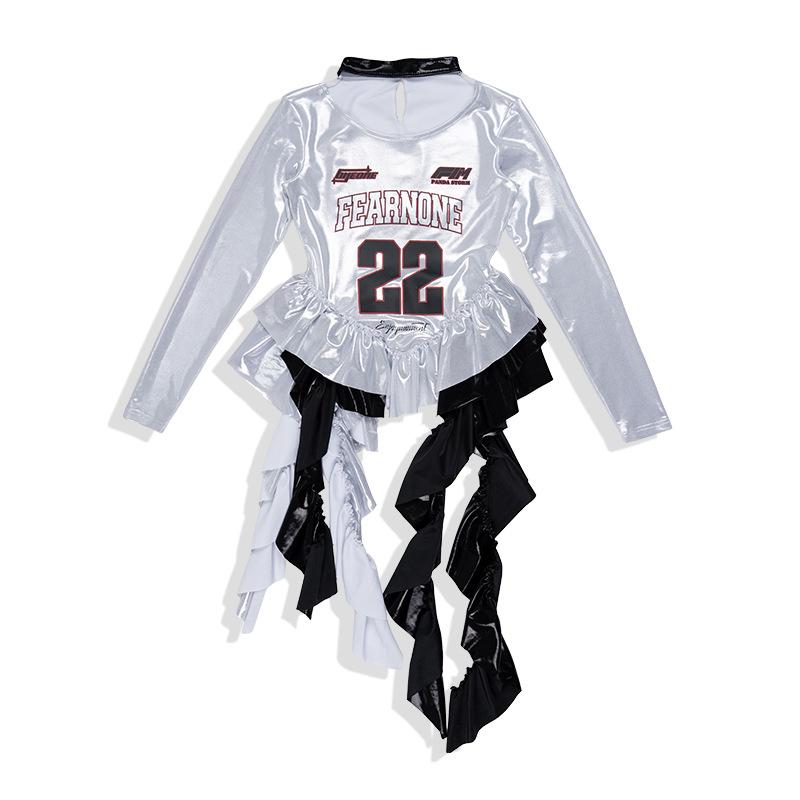 Girls' Trendy Jazz Hip Hop Dance Outfit - Long Sleeve T-shirt & Trousers for Street Dance Performance