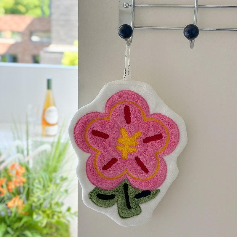 Money Flower Hand Towel,Hangable Organic Cotton Kitchen Towel,Soft Absorbent Quick-Dry Bathroom Towel Quick-Dry Non-Shedding