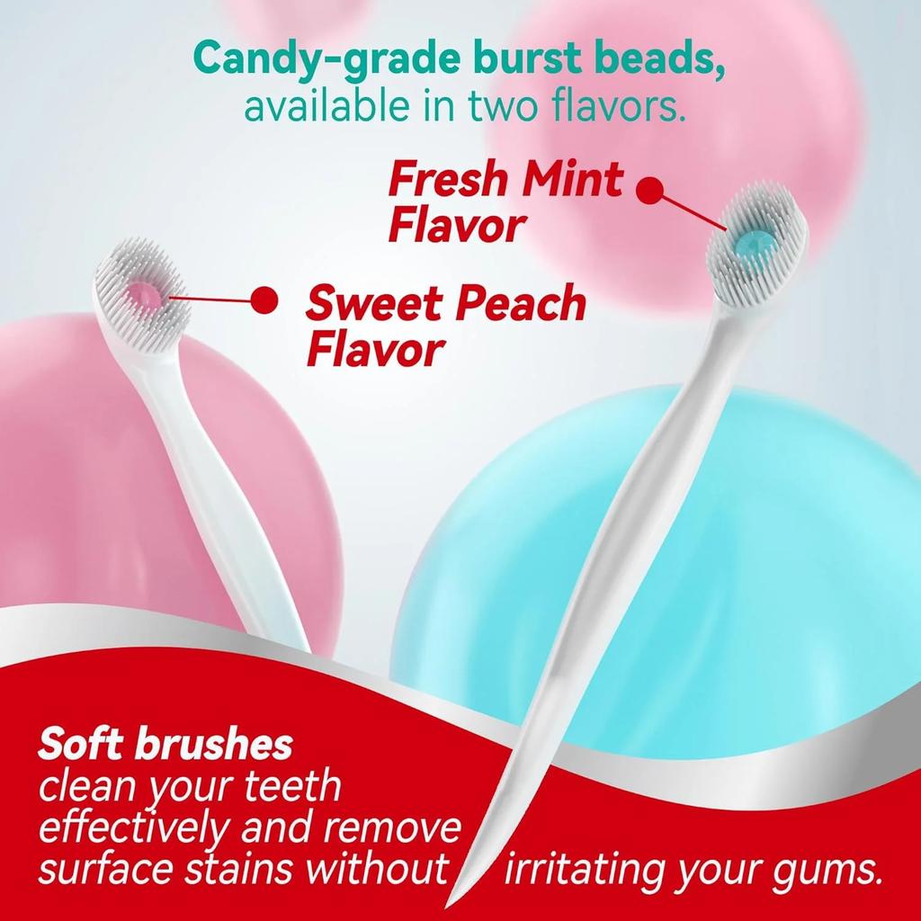 20 Pcs/ Box Exploded Bead Toothbrush Disposable Cleaning Toothbrush Portable Travel Toothbrush with Toothpaste Teeth Whitening