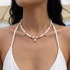 INS Style Colorful Beaded Necklace with Freshwater Pearl Pendant and Titanium Steel Chain