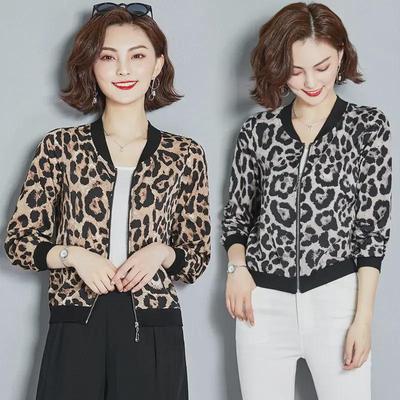 2023 Chiffon Leopardenmuster Sonnenschutz Baseballjacke - Langärmiger lockerer Cardigan