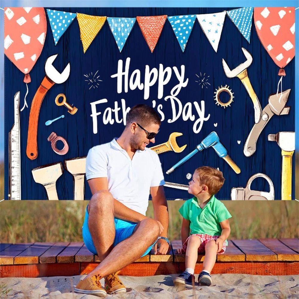 

Blue Family Photography Backdrop Polyester Party Photo Banner For Father Man синий