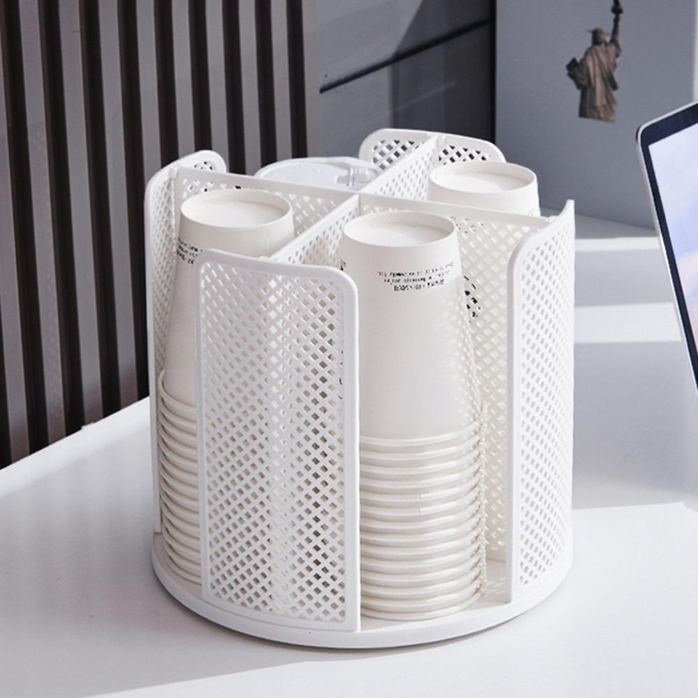 360 Rotating Coffee Cup Organizer 4 Compartment Desktop Cup Rack For Restaurant