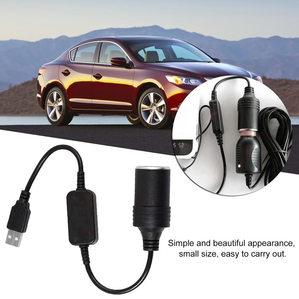 2pcs/set USB Boost Cable 5V Male To 12V Car Cigarette Lighter Socket Female Adapter Cord for Electronics Less Than 12W