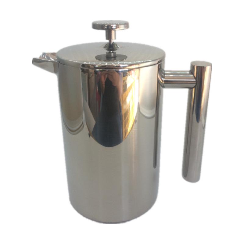 Double-Layer Insulated French Press Coffee Pot - Stainless Steel European Teapot with Filter
