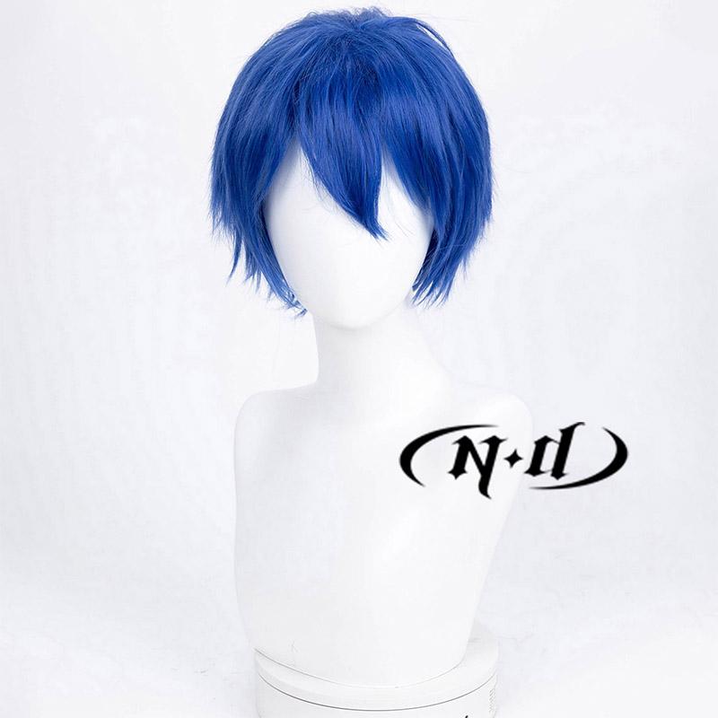 Parrucca Cosplay ND Kaito Parrucca Corta Blu per Costume di Halloween Festa a Tema Sintetica Resistente al Calore