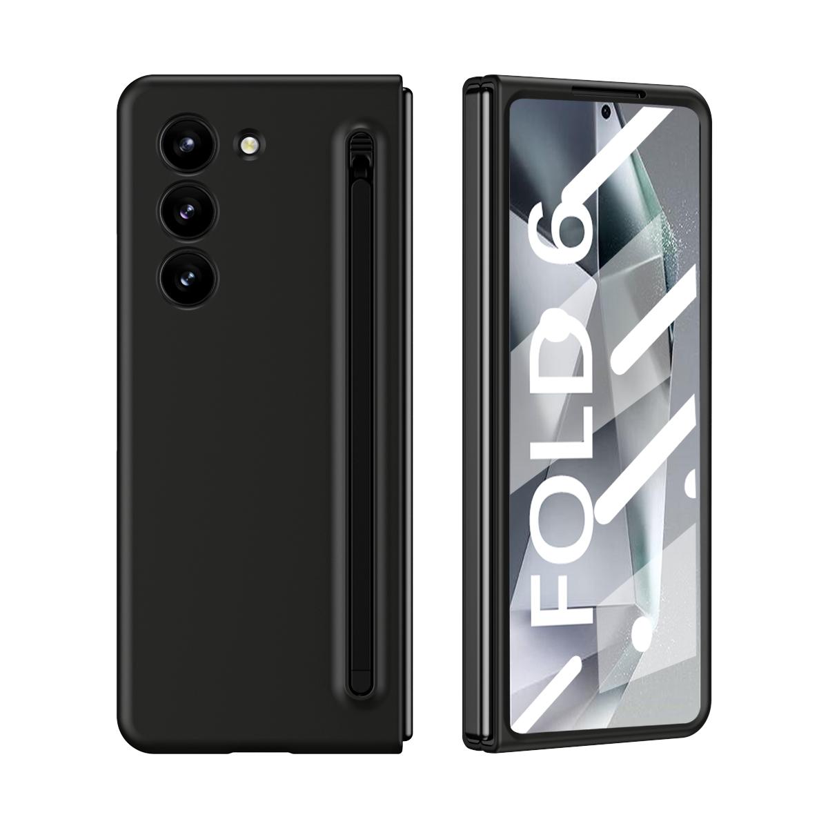 

Чехол с двойной рамкой, глянцевая пленка, защитная крышка с жестким задним слотом для ручки для Samsung Galaxy Z Fold 6, 5, 4, 3, модный бизнес Samsung Galaxy Z Fold 3 чёрный