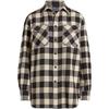 Polo Plaid Point Collar Loose Fit Pocket Long Sleeve Shirt Women Shirts Black White WMPOSHTNDO20-492
