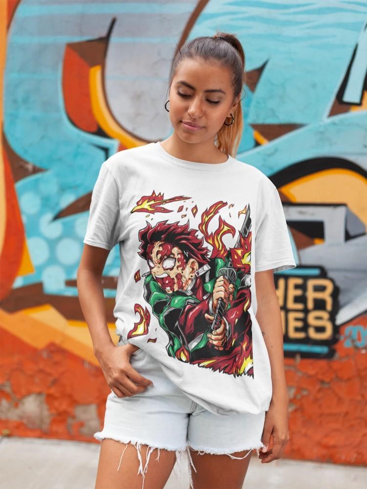 

Tanjiro Demon Slayer Kimetsu No Yaiba Horror Anime Nezuko - White Unisex T-Shirt L