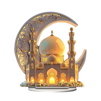 2D Ramadan Home Decoration, Ramadan Children's Gift, Ramadan Table Decoration, Acrylic Tabletop Spray Painted Acrylic Crescent