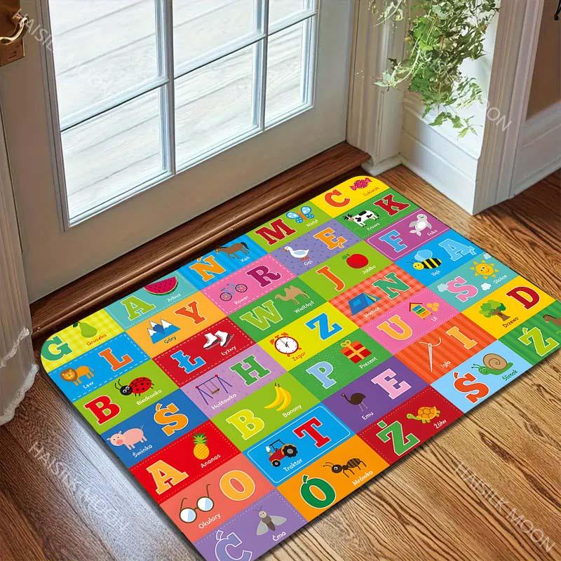 Cartoon Letters ABC Carpet for Living Room Bedroom Sofa Creative Doormat Home Decor Area Rug Children's Activity Carpet