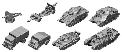 Pit Road 1/700 MI Series World War II British Military Vehicle Set 1 Plastic Model Kit MI08