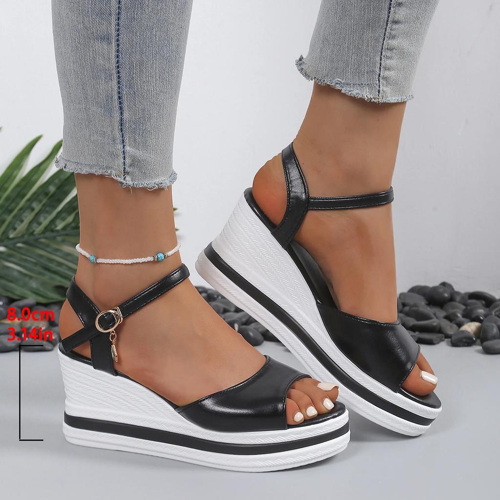 Fashion 2025 Fashion High Heel Sandals Girls Summer New Platform Open Toe Wedges Heel White Sandals Hot Wedges Light Shoes for Ladies