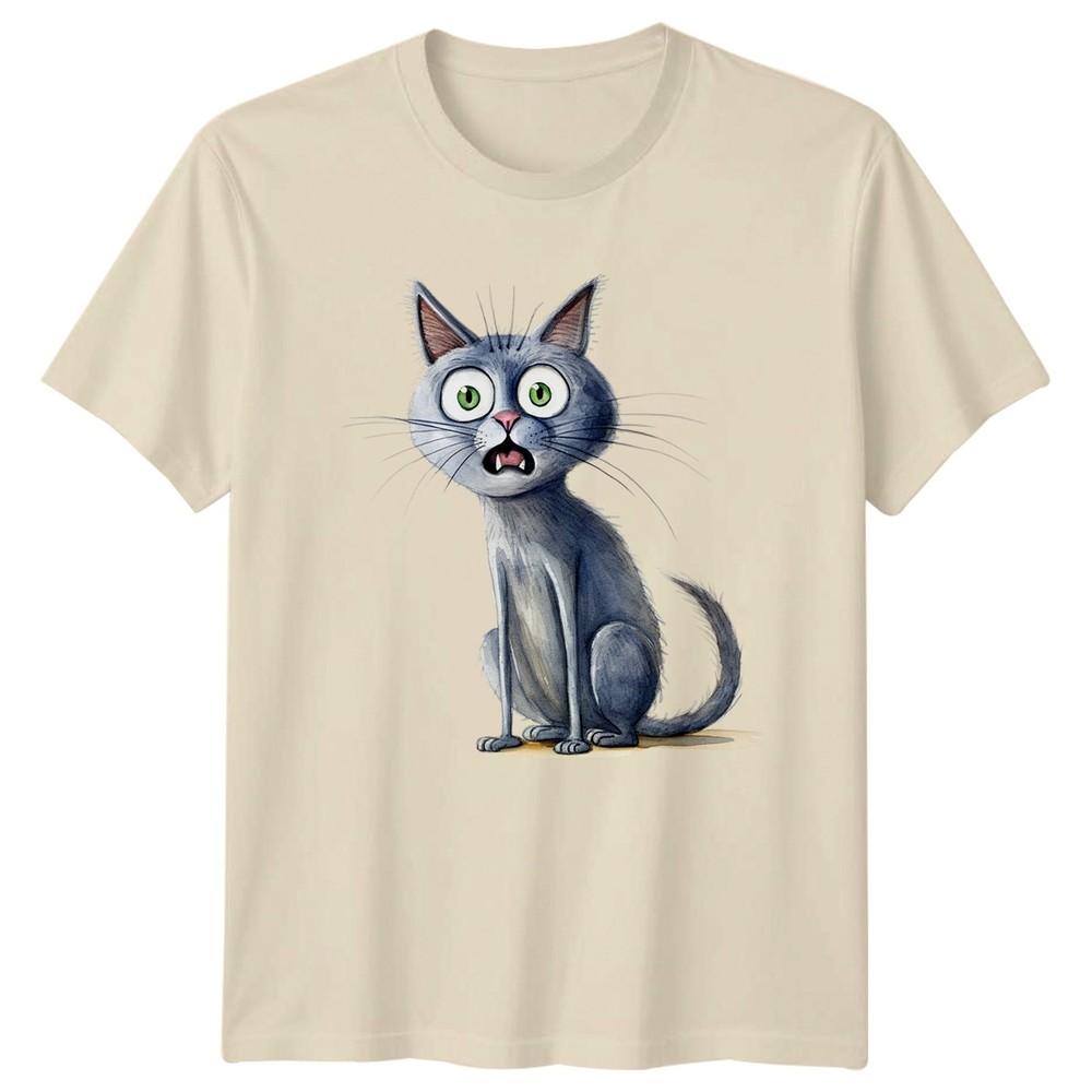 Shocked Grey Cat TShirt Funny Cat Breeds Cats Birthday Gift For Him And Her