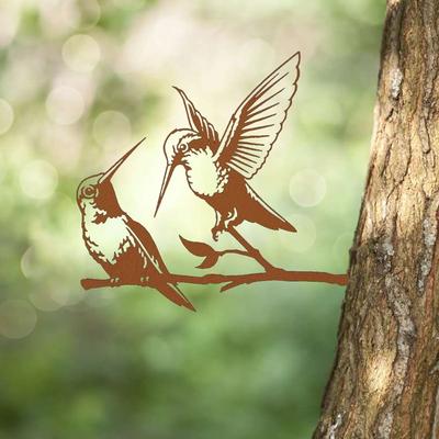 1 Piece. Captivating Hummingbird Pair Ornament - Fine Garden Artwork, Backyard Art Piece, and Tree Decoration Hummingbird