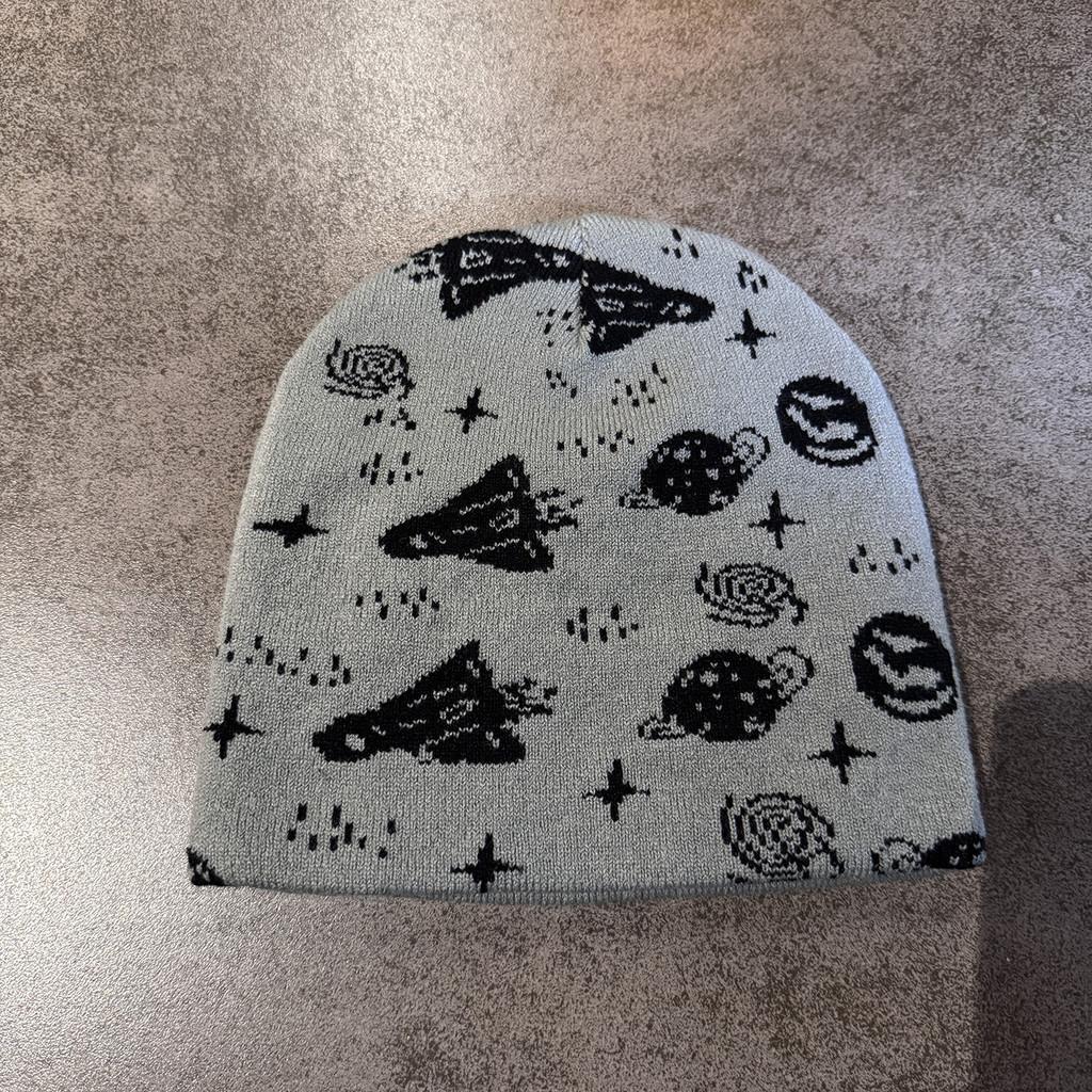 Rocket Planet Fall Winter Knit Wool Hat High Top Design Style Outdoor Casual