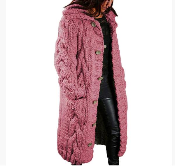 2025 Женский кардиган-пальто больших размеров - Трикотаж в европейском и американском стиле XL камео розовый