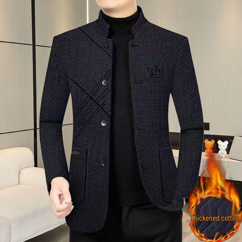 Exklusiv für Südostasien: Herren mittellange Wolljacke mit Stehkragen für Business Casual im Herbst/Winter