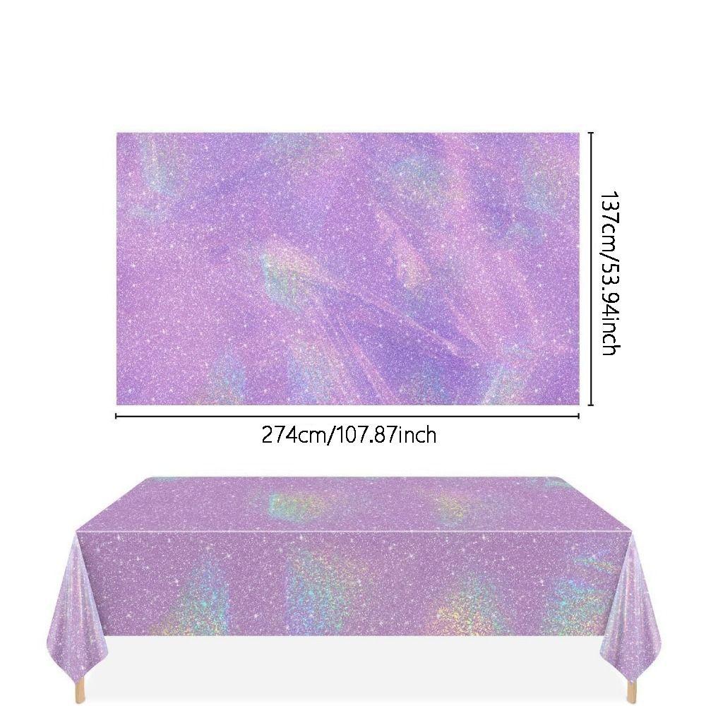 2Pcs Thickened Disposable Laser Tablecloth Iridescent Effect Birthday Tablecloth  Bachelorette Party