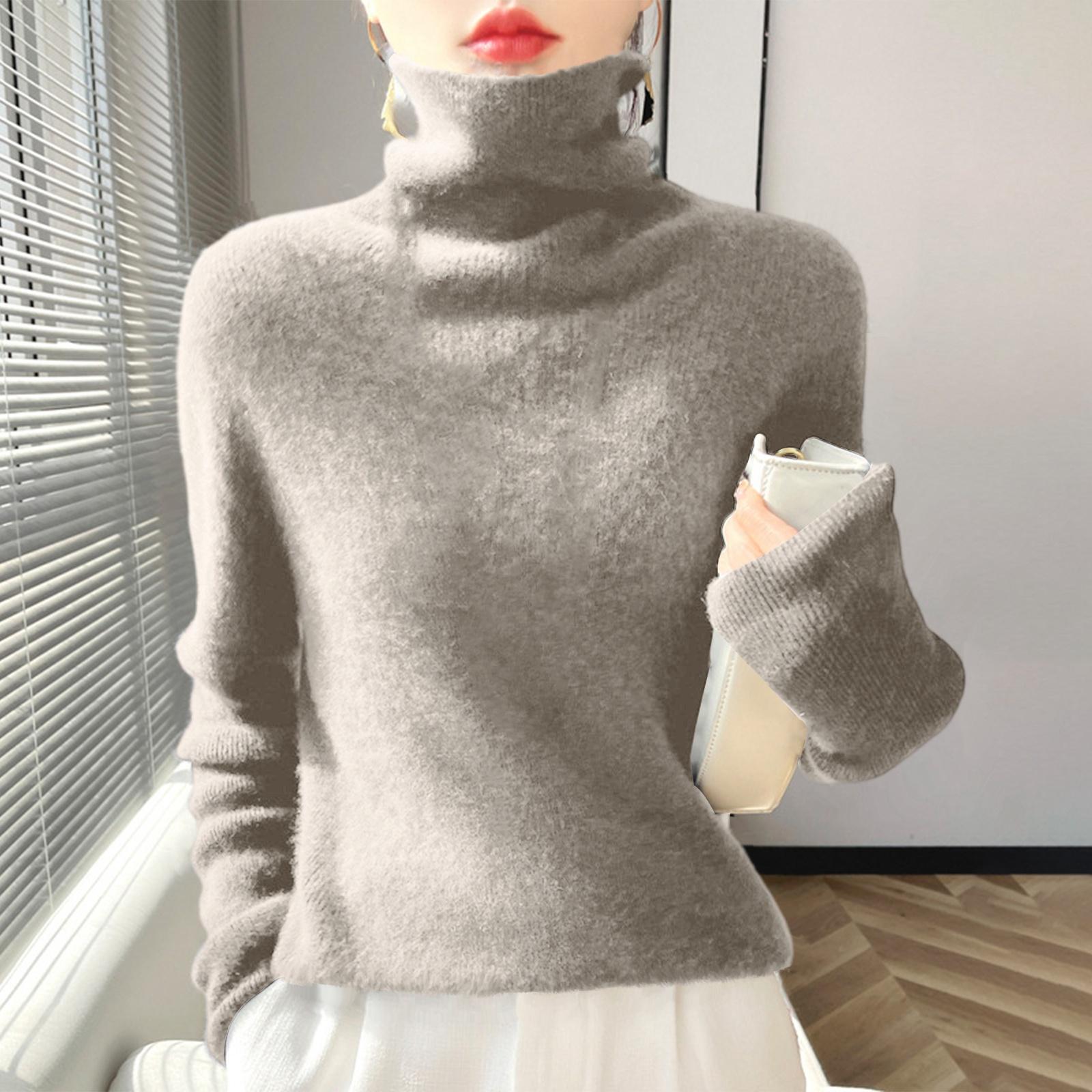 

Women s High-Neck Slim-Fit Knit Top Soft And Cozy Sweater M верблюд