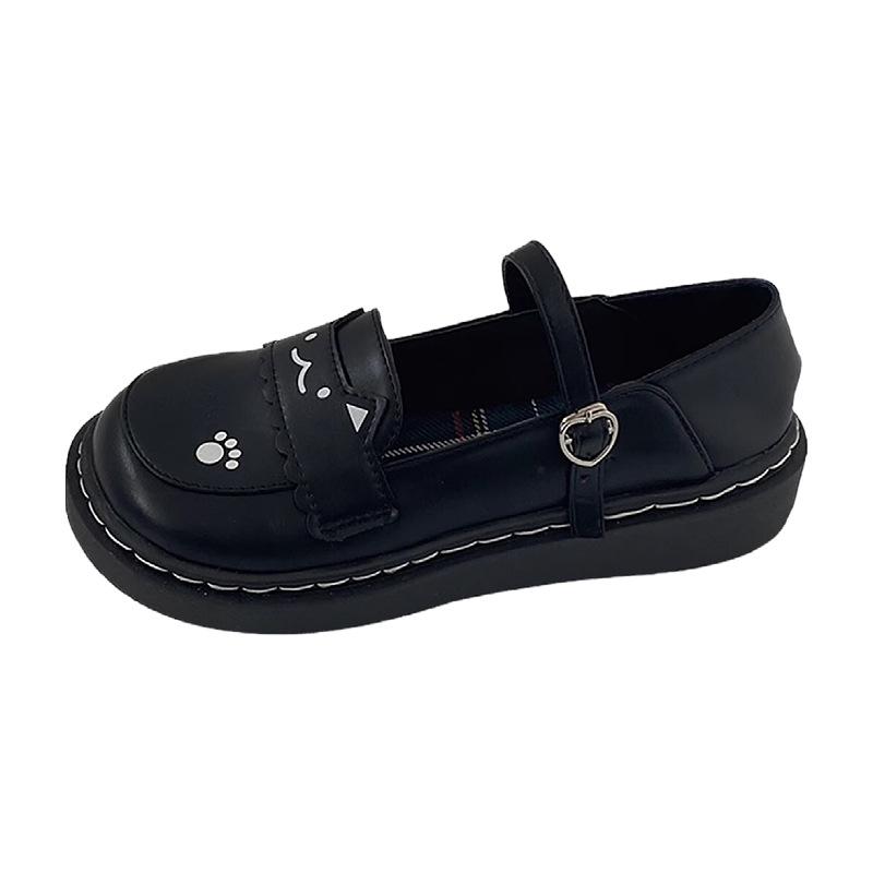 2024 Women's British-Style Thick-Soled Leather Loafers: Summer Slip-On with Buckle in Japanese College Style