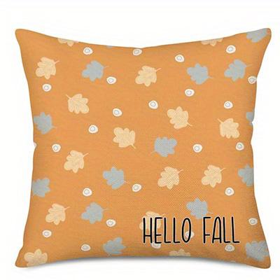 Home Decor Fall-Themed Pumpkins And Hello Fall Design Pattern Cushion Cover Suitable For Sofa Bedroom Car Pillow Cover