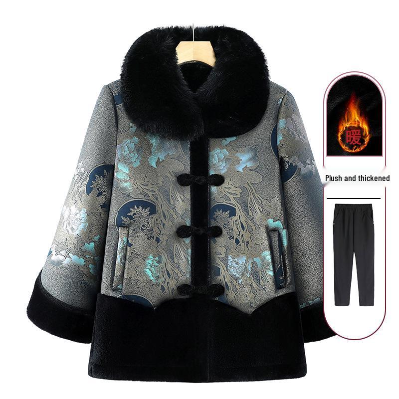 

Бархатная куртка бабушки с хлопковой набивкой для женщин - Зимнее пальто для пожилых дам 2XL: 100-115 lbs