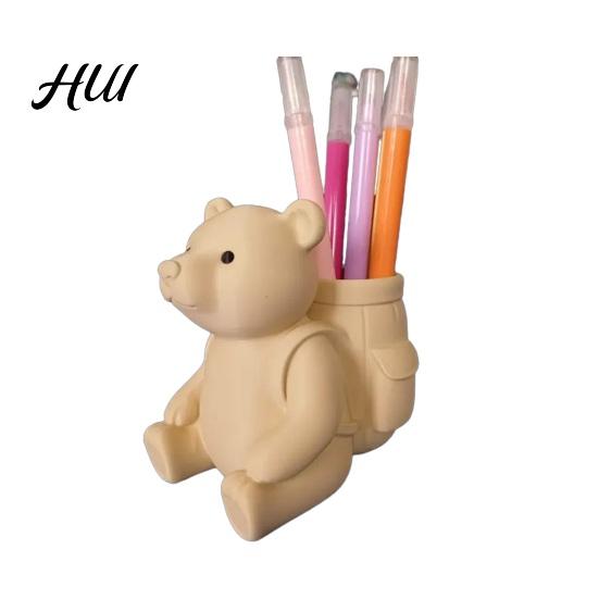 Cute Animal Pen Holder Bear Pencil Holder, Little Cup for Desk, Large Capacity Stationery Organizer Office School Desk