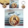 Jesus Character Heart Glass Keyring With Alloy Decor For Party Gifts Celebration
