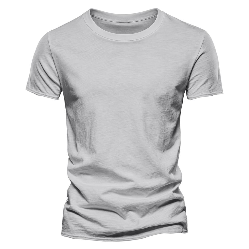 Men's Color Cotton Round Neck Short Sleeved T-shirt