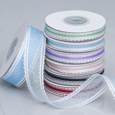 2,5 cm Transparent Knölspets Snögasväv Band Handgjorda DIY-rosetter Hårprydnader Tillbehör Blommor Paket Dekorativt Band Hantverk Tillverkning Band