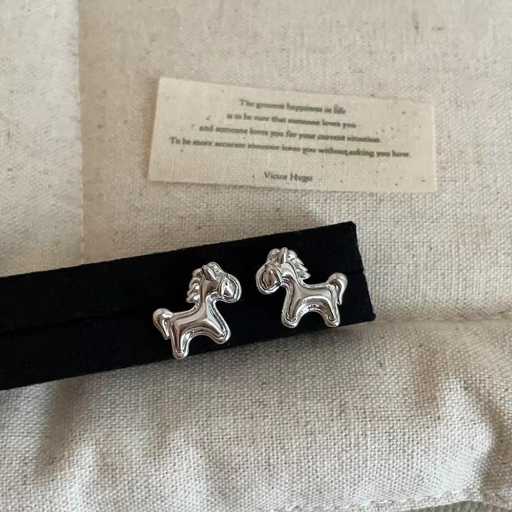 Unique Design Cartoon Animal Earrings Metallic Gold Silver Colt Horse Earrings Plated Alloy Statement Dangle Ear Jewelry