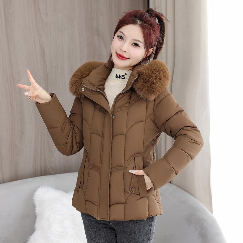 Down Cotton Jacket Women's Short 2026 New Winter Korean Version Loose Thickened Fur Collar Cotton Jacket