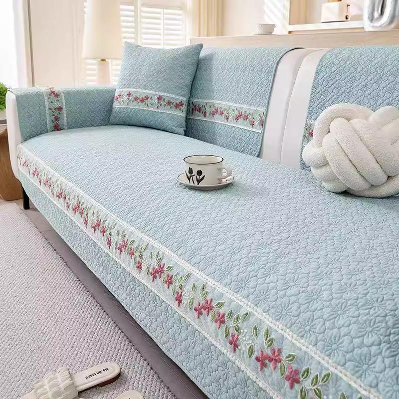 Pure Cotton Sofa Cushion, Universal In All Seasons, Non-slip, Small and Fresh 2025 High-end Sofa Cover Towel, Cream Wind Seat Cushion