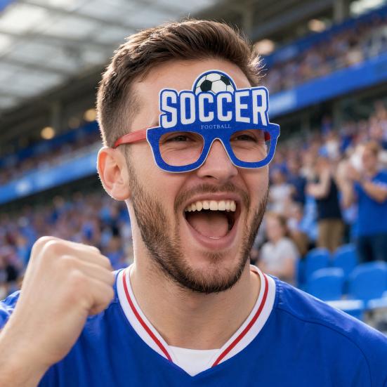 Football Glasses, Soccer Themed Decorative Glasses, Lightweight Paper Frame Party Props, for Fan Gatherings And Team Building