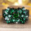 Luxurious Sparkling Green Color Zircon Inlaid Women's Ring, Suitable As A Jewelry Anniversary Gift for Wives and Mothers